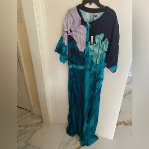 Floral Maxi Dress in Blue and Green